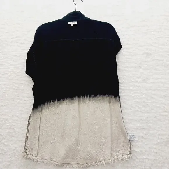 Blouse Size S Black Beige Ombre Linen Whimsycore Y2K Festival Edgy Soft Grunge - Picture 10 of 13